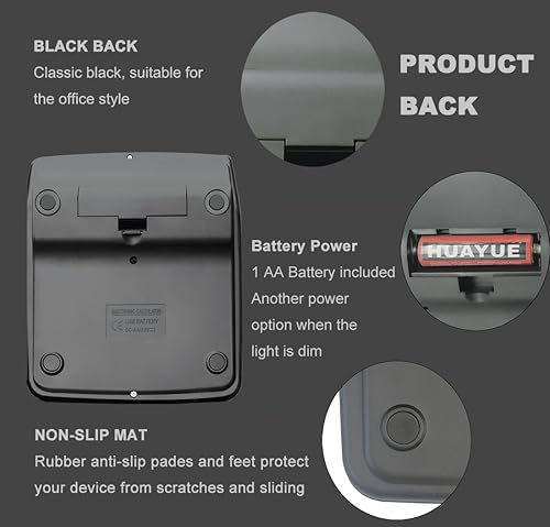 Miniatura 3 de Calculadoras BESTWYA Calculadora de escritorio portátil de 12 dígitos de doble potencia con pantalla LCD grande, botón sensible grande (5 plateadas,