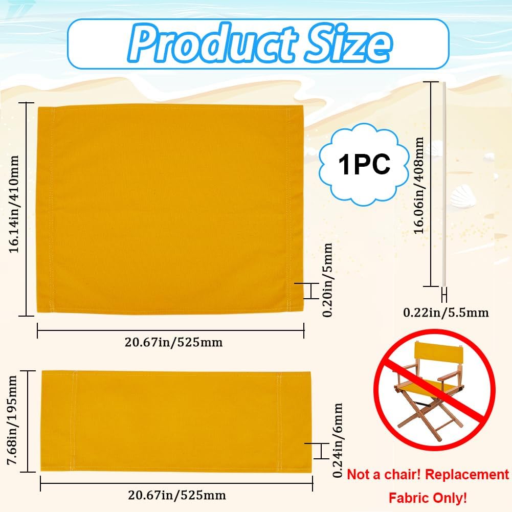 GORGECRAFT 21~16x8~21" Director Chair Canvas Replacement Gold Movie Chair Covers Kit Polyester Cloth Seat and Back with Wood Stick for Portable Folding Director Seat Makeup Chair Accessories Garden