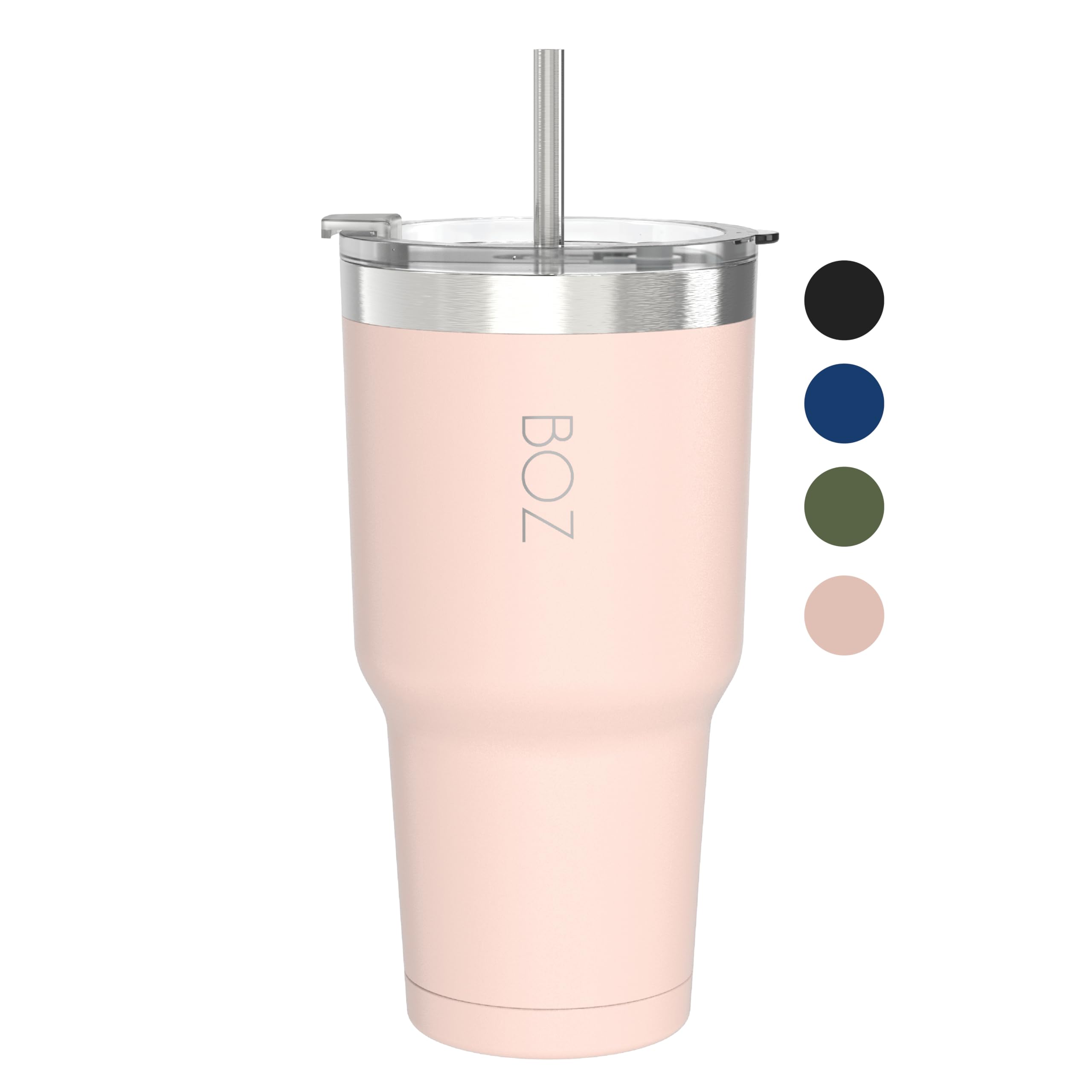 BOZ Bicchiere Termico con Cannuccia e Coperchio (900 ml, Rosa) – Tazza con Cannuccia per Bevande Calde e Fredde in Acciaio Inossidabile – Bicchiere con Cannuccia Adulti Senza BPA