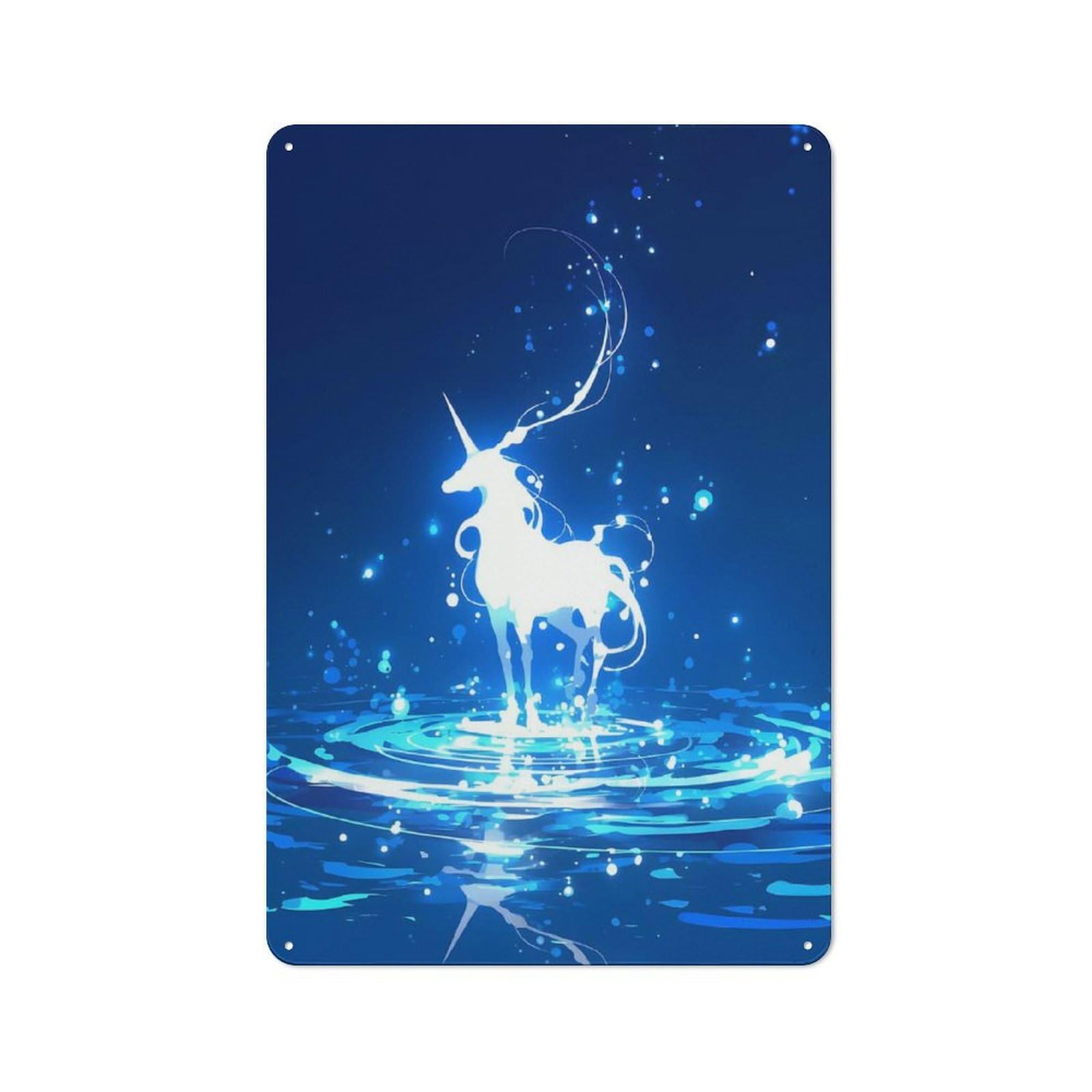 Tin Wall Plaque 30x20cm with Glowing Unicorn for Guest Room Or Hallway, for Garage, Workshop And Man Cave Decoration
