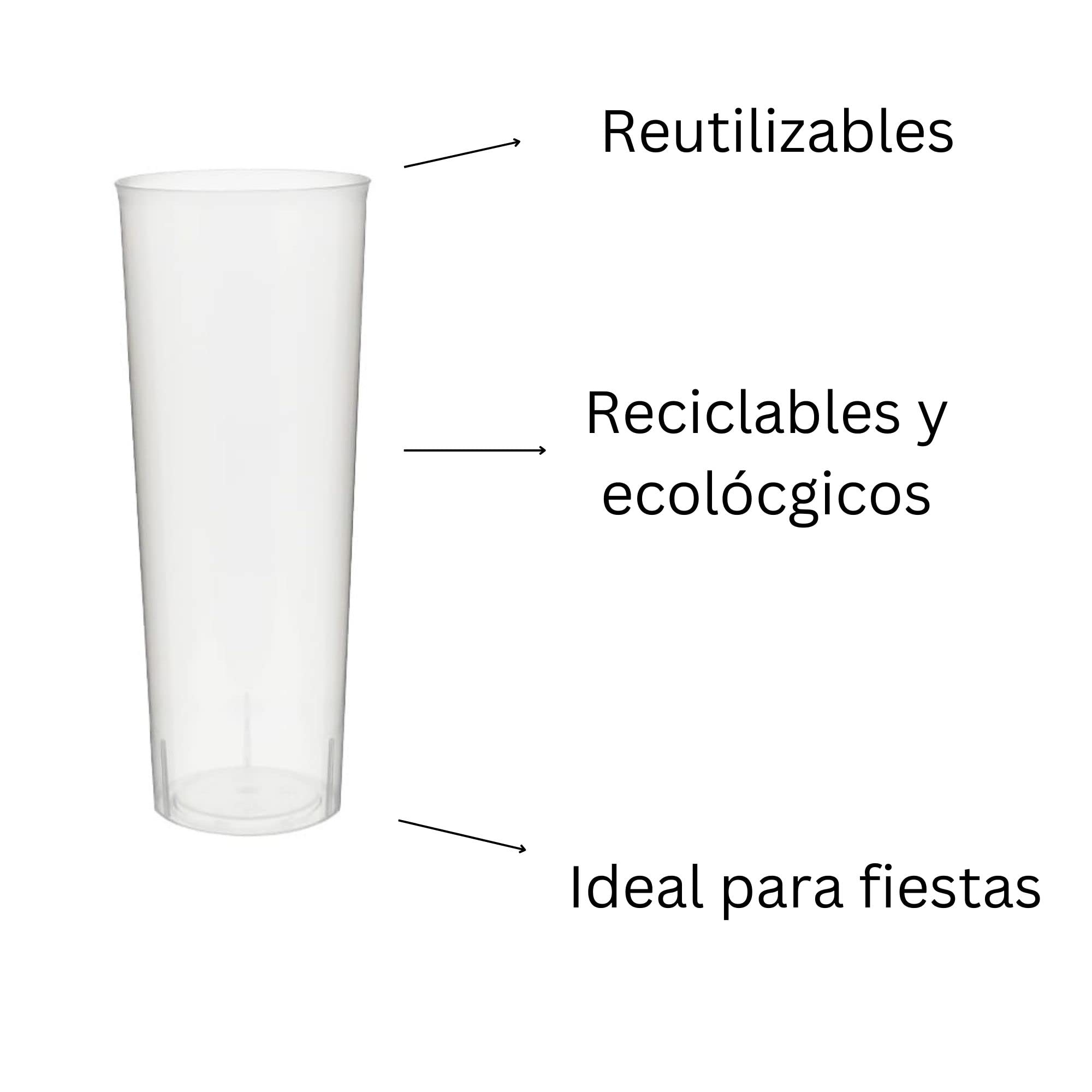 ACESA - Vasos de Tubo Plástico 300ml (500u) | Vasos para Fiestas y Eventos | Reutilizables y Ecológicos | Plástico Duro y Duradero