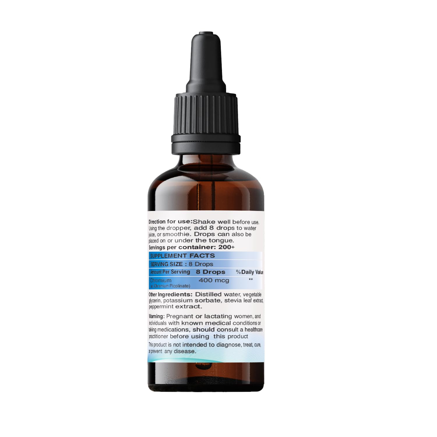 Liquid Chromium Picolinate – 400mcg per Serving | Sublingual Drops for Enhanced Absorption | Supports Metabolism & Blood Sugar Levels | 50ml Bottle — Amazon image 2