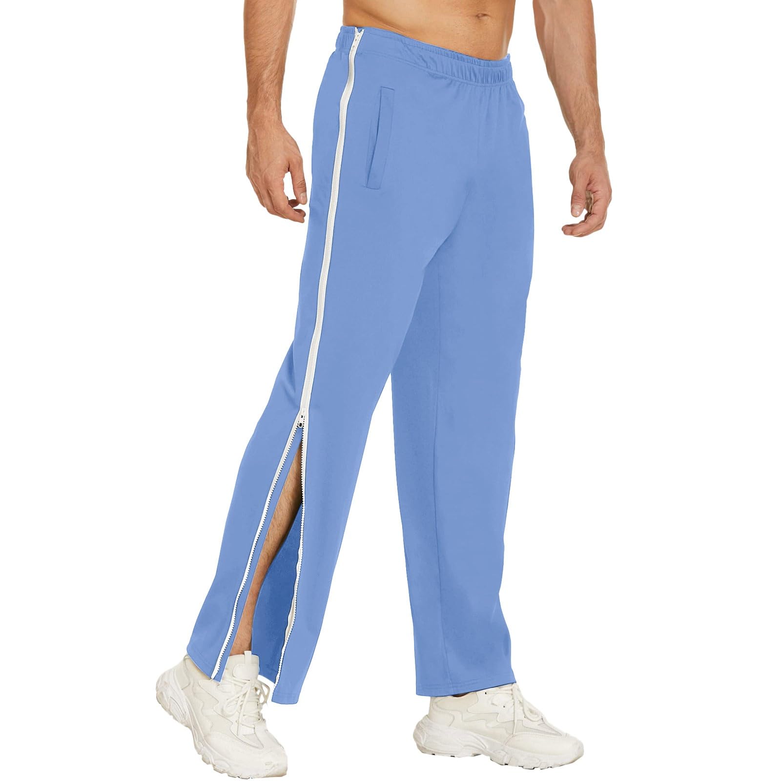 Pantalon de jogging zippé homme bleu XXL avec poches latérales