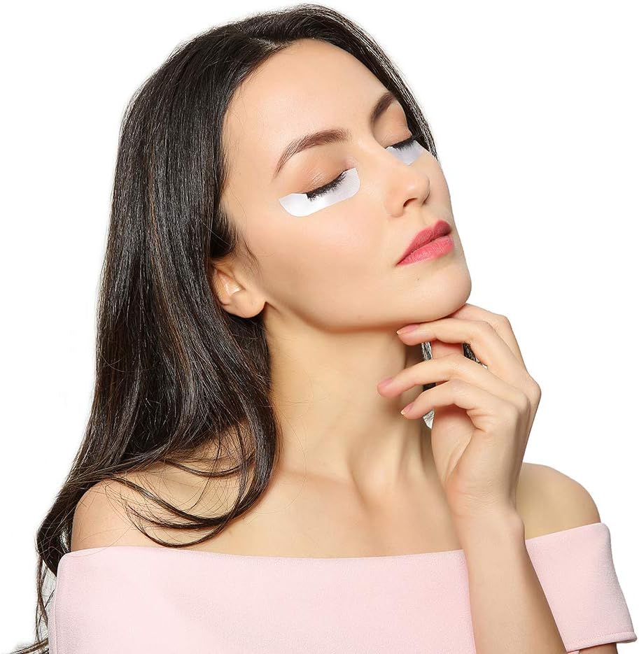 Chrontier 100 Pairs Under Eyelashes Lint Free Holder Stickers Cover Pads Tape Patches Individual Volume False Eyelash Extension Precut Curved Contour Eyeline Hypoallergenic Lash Tech Artist Supply