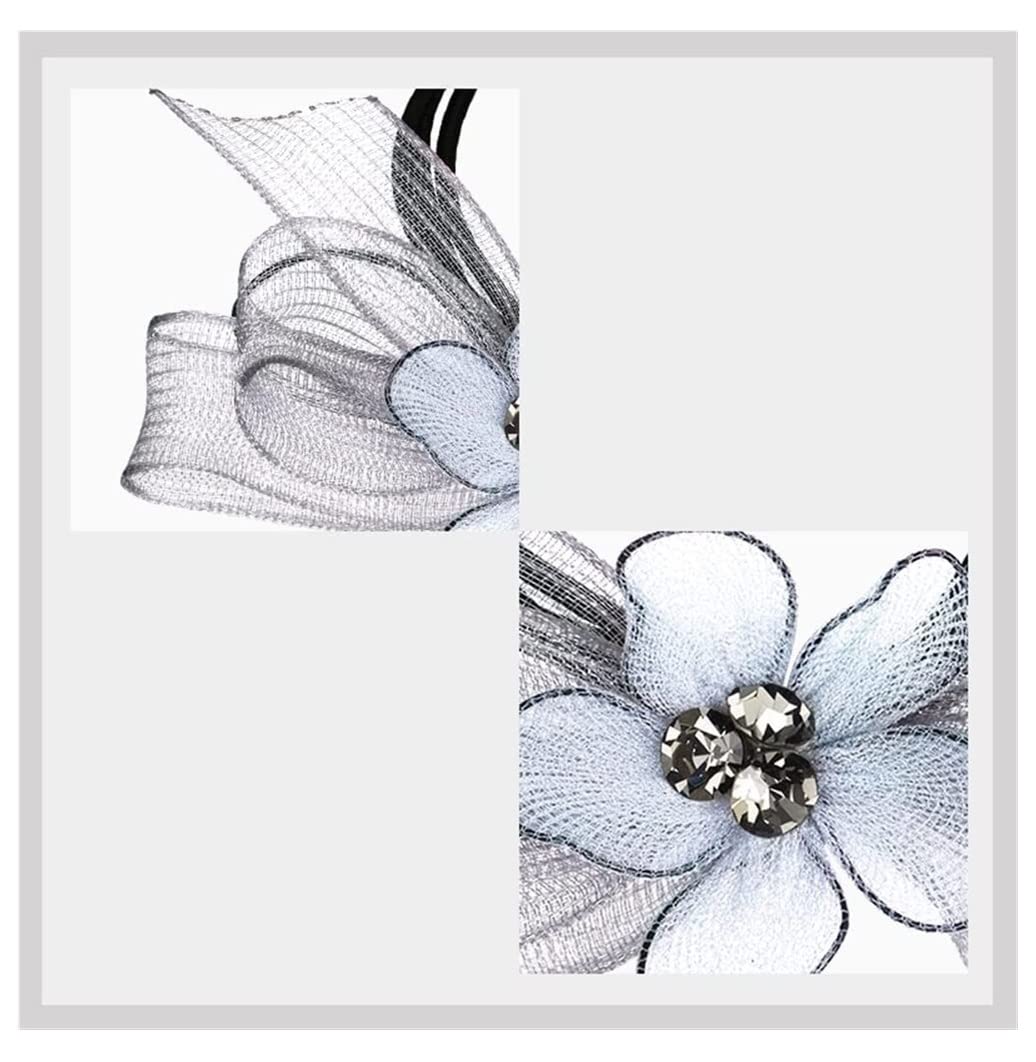 Dekoracja Do WłOsóW Mesh Flower Hair Ring Wiązana Lina Do Włosów Wstążka Stroik Kucyk Akcesoria Nadaje Się Na Wiele Okazji(Black)