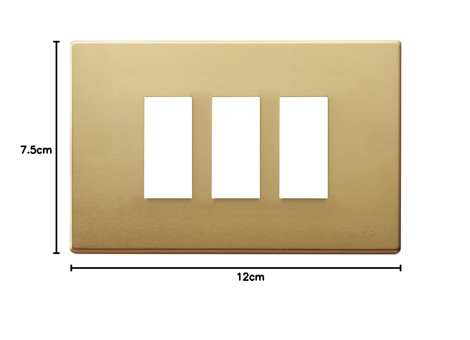 Vimar 08637.BR 8000 Placca 3 moduli standard, alluminio anodizzato, per scatole da incasso rettangolari unificate 3 moduli, fissaggio a scatto, bronzo.
