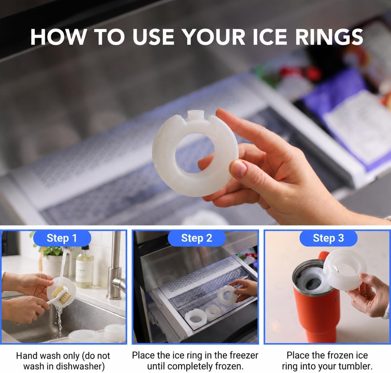 Salbree Reusable Ice Cube Rings for Stanley Yeti and Other 20/30oz Tumblers