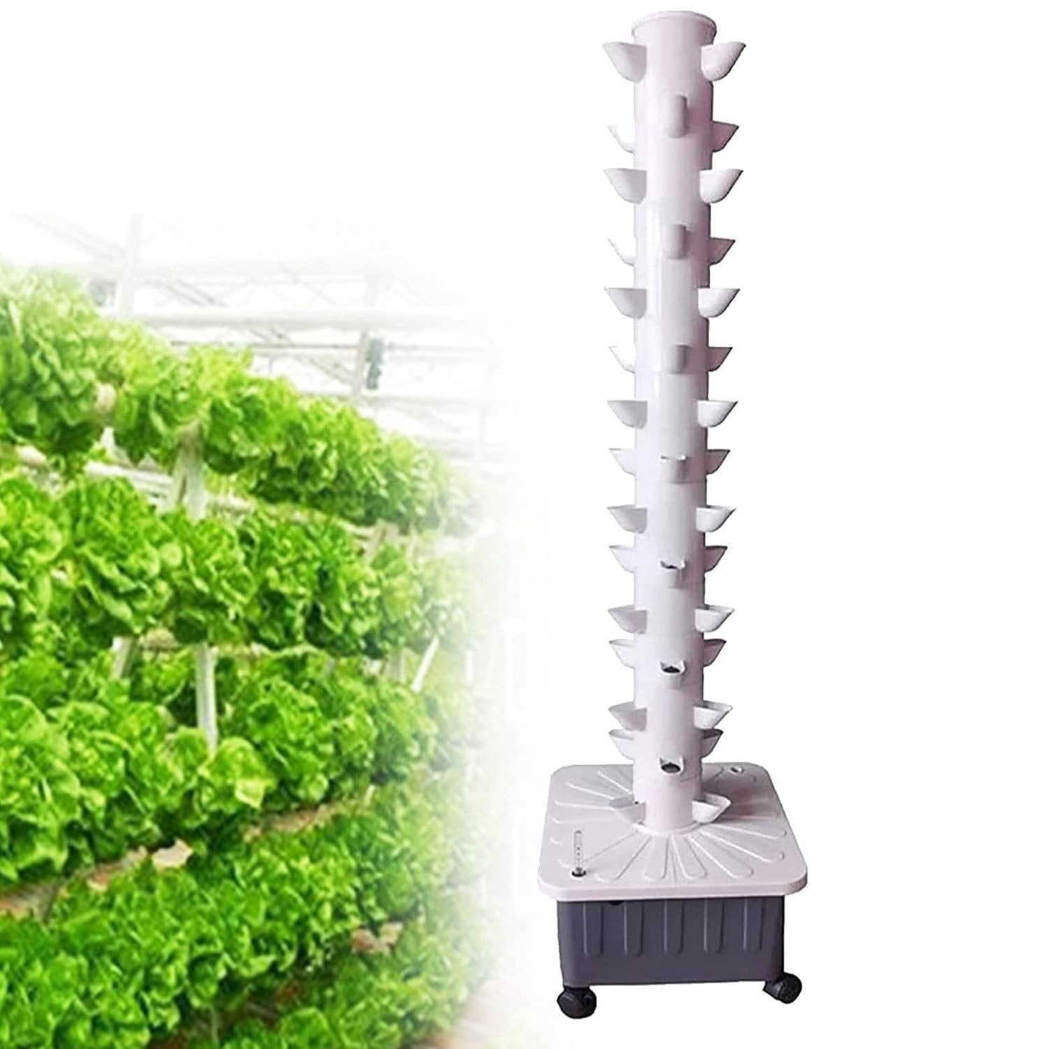 Hydroponic Tower Growing for Indoor Vertical Gardening, 15 Floors, 45 Plant Sites for Herbs, Fruits, and Vegetables