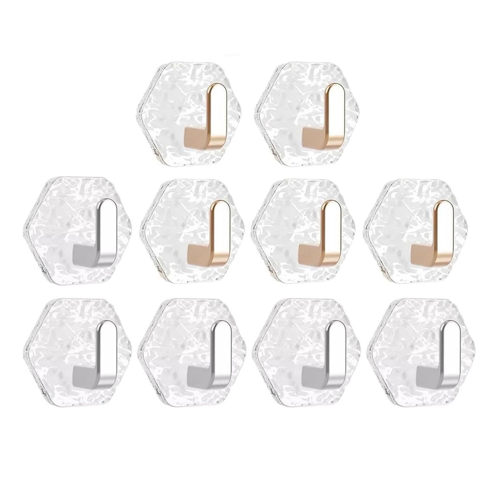 Water Ripple Hexagonal Self Adhesive Hooks No Drill Wall Hooks (Mixed)