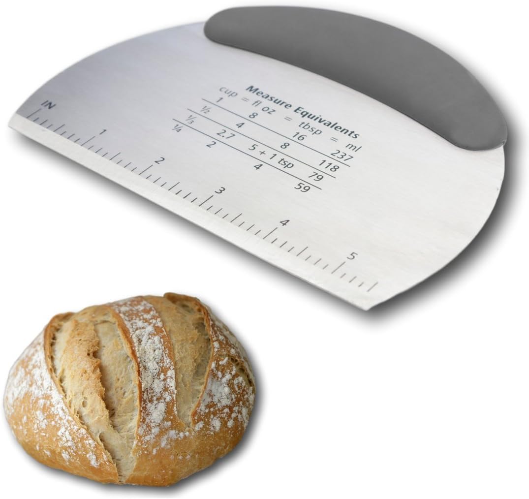 – Straight Edge Dough & Pastry Scraper - Ruler For Measuring, Portioning & Cutting - Semi-Flexible Paddle. Used in Baking, Bread-Making, Cake Fondant & Icing - 15cm/6” - Ideal for Food Processor Bowl