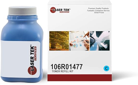Compatible 6140 High Yield Toner Refill Kit Refills Xerox 106R01477 Toner Cartridges Works with Phaser 6140, 6140N, 6140DN Printers Cyan 1-Pack
