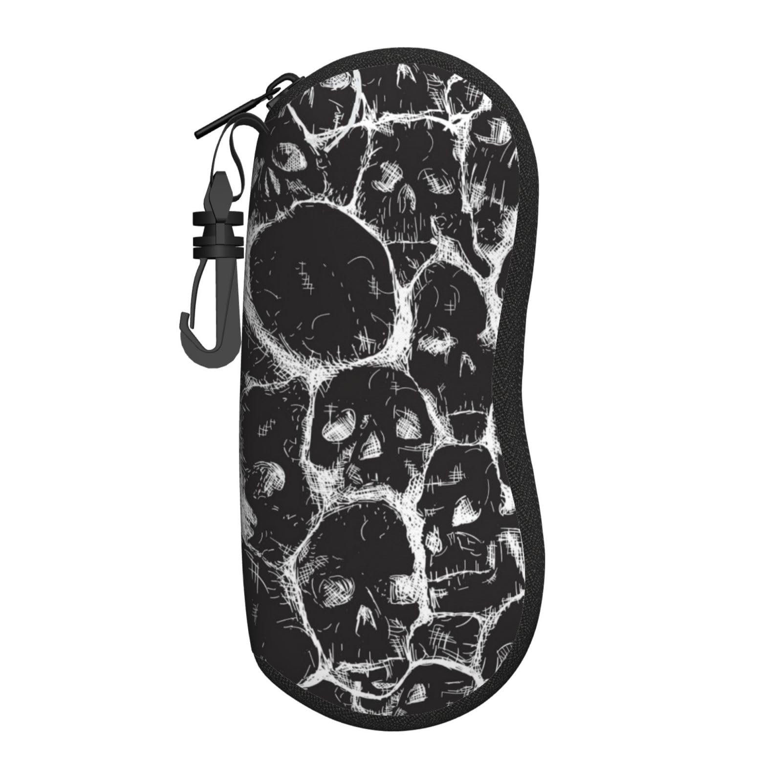 Hceaatb Glasses Case Horror Gothic Halloween Soft Case Ultra Light Zipper Eyeglass Case With Belt Clip, Sunglasses Travel Pouch For Men Women