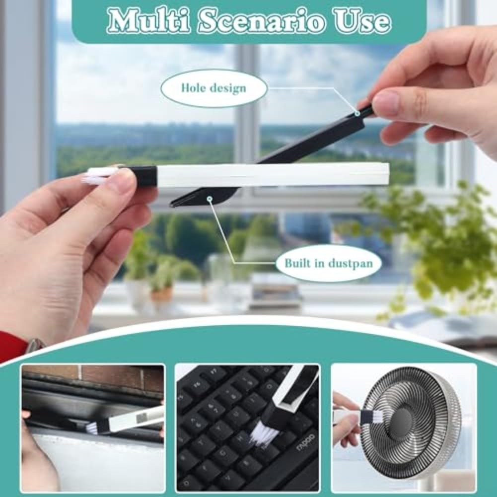 Kit de 8 limpiadores de pantalla de ventana, cepillo de doble uso para malla y vidrio, herramienta eficiente de eliminación de polvo y escombros, ideal para zonas de difícil acceso, perfecto para la
