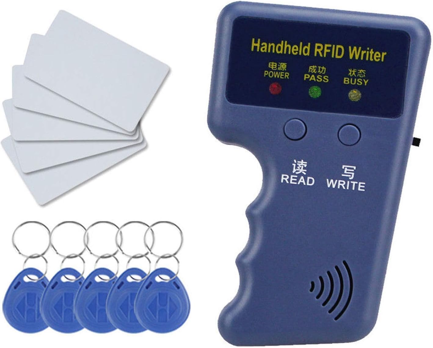 Rubik Professional Handheld RFID 125KHz ID Card Reader Writer Portable Durable with 5 Writable Tags 5 Writable Cards (Bundle 2.0)