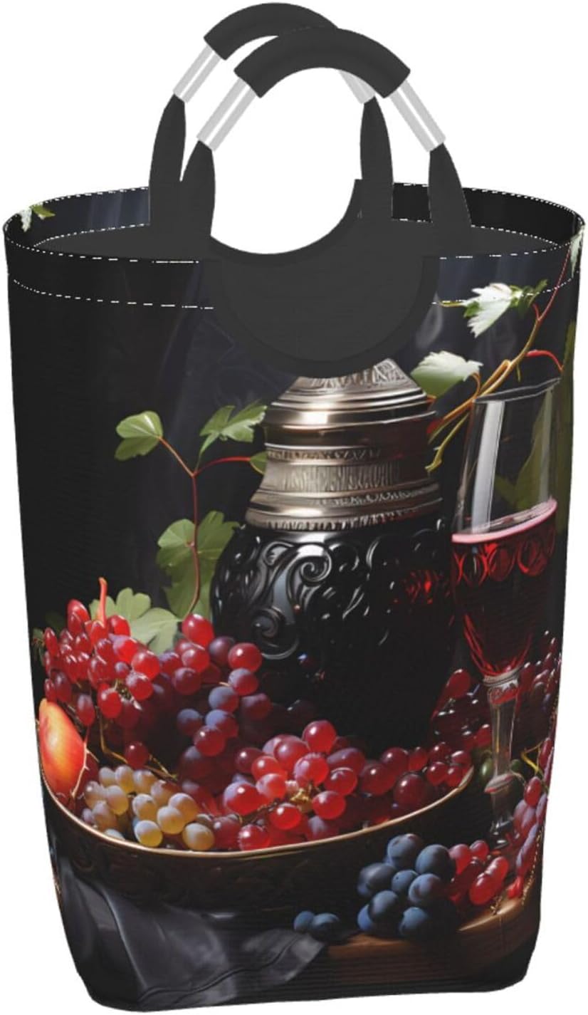 Grapes and Wine Square storage bag 50L, suitable for multiple scenes, foldable dirty clothes storage basket.