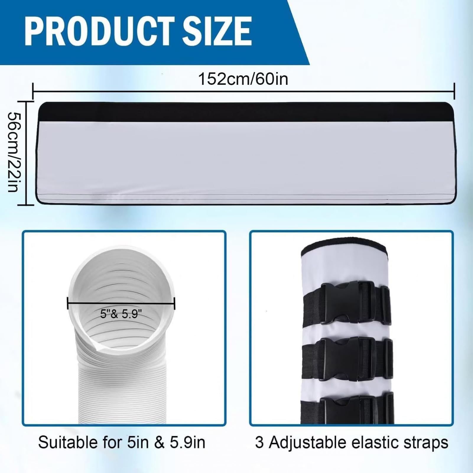 Housse de tuyau de climatiseur réutilisable, sangles de protection, matériau durable résistant aux intempéries, installation facile, noir, pour garage et maison