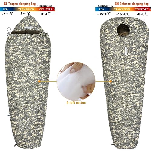 Image of MT Military Army Force Defence 4 & Tropen Patrol Mummy Sleeping Bags with Bivy Cover Compression Sack, Modular Sleeping System 2.0 for Cold Weather,