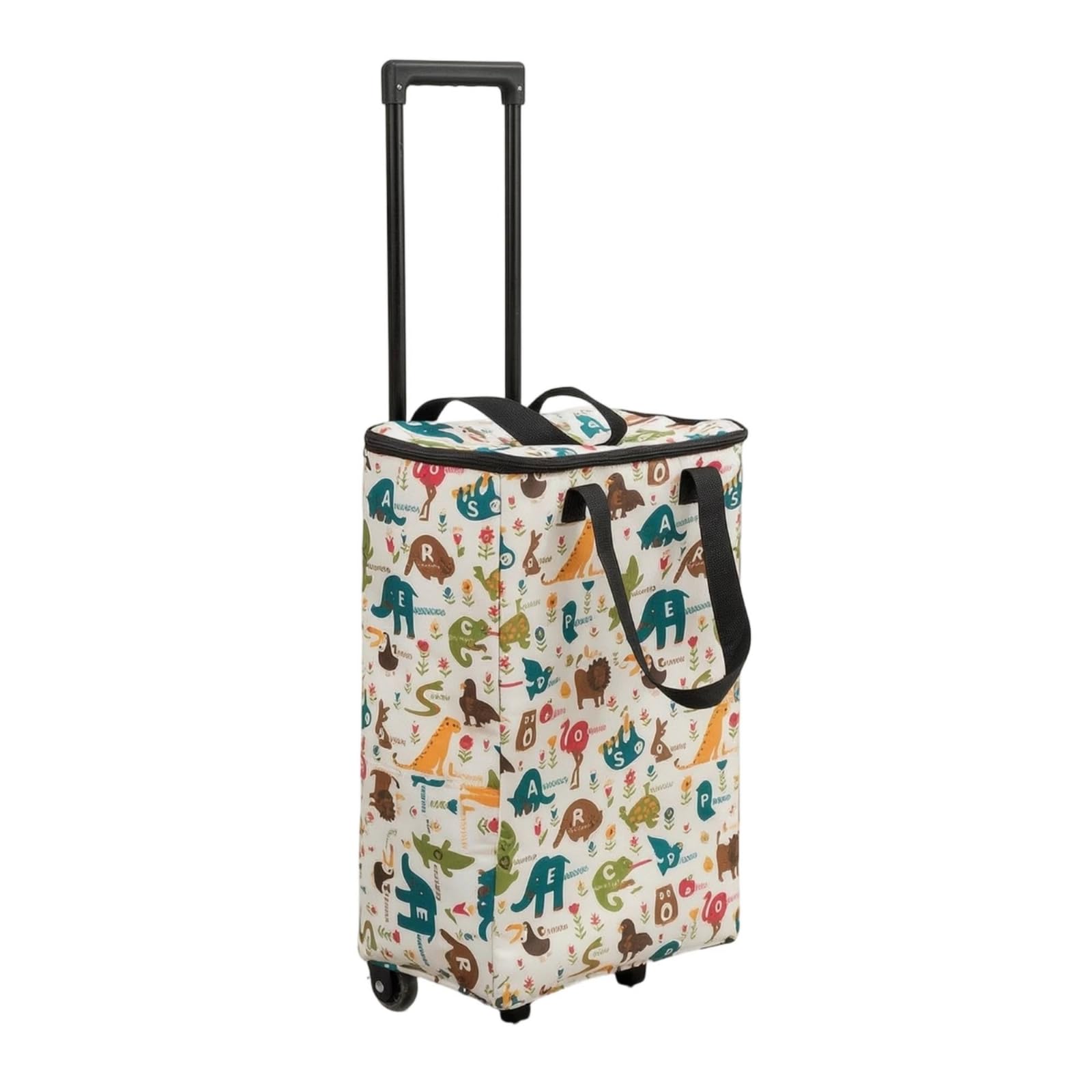 Generic Carrello Spesa Isotermico con Borsa Trolley Spesa Carrello Pieghevole Carrello con Ruote Interno Termico per Mantenere Freschi Alimenti E Bevande, Zoo With Lid