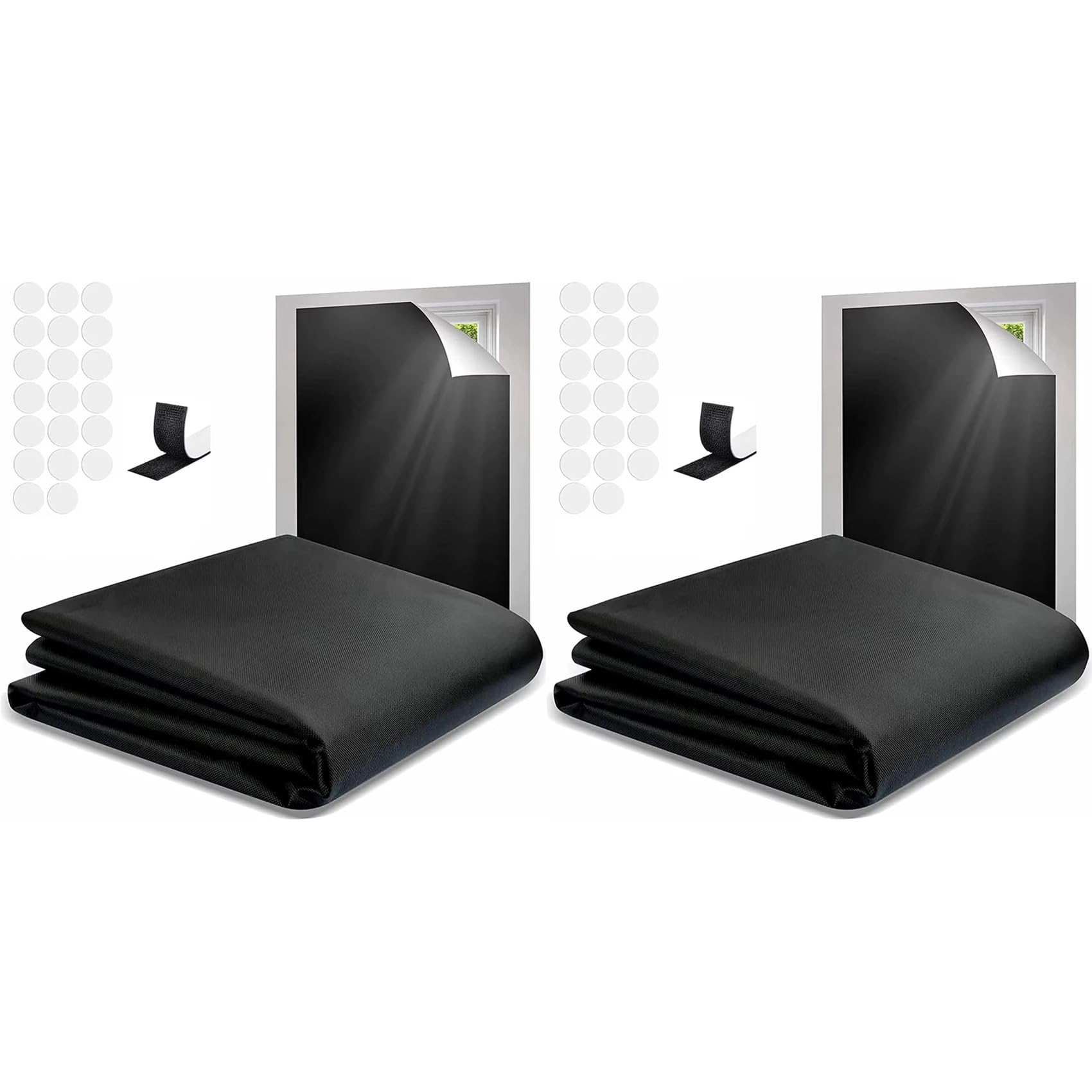 Hndhbfgrt 2X Portable Blackout Shades Film No Drill Travel Blackout Blinds Sunblock Window Cover Blackout Curtains 145 X 100cm