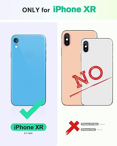 Miniatura 2 de TUCCH Funda tipo cartera para iPhone XR, función atril con bloqueo RFID, ranura para tarjetas de crédito, de piel sintética, con carga inalámbrica