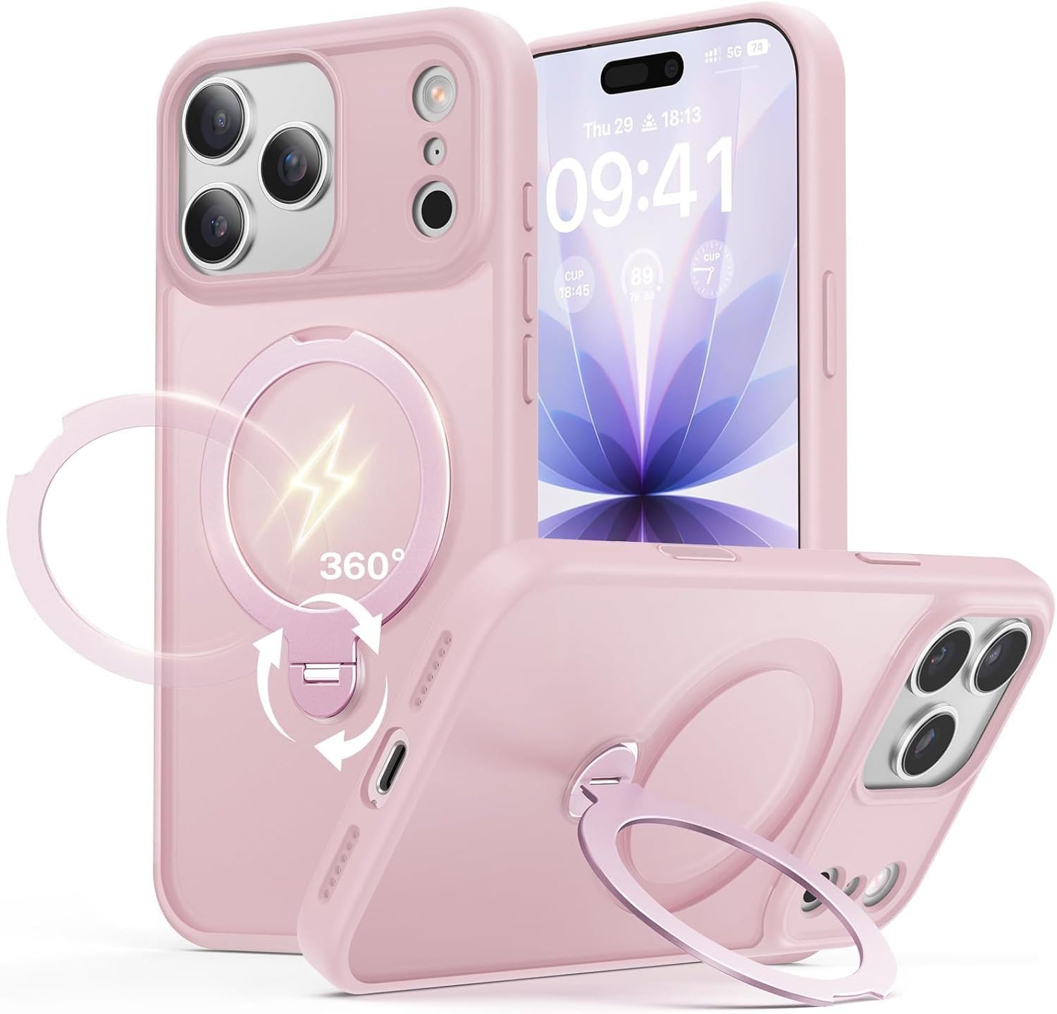 Coque antichoc iPhone 12 rose pour éviter les casses d'écran avec support - 8