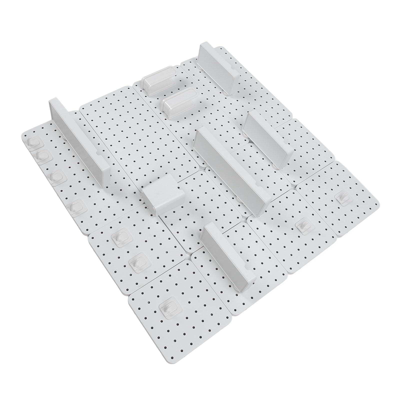Organizador de Pared Combinado de Tablero Perforado que Ahorra Espacio para Baño y Garaje Fácil Instalación Material Duradero 21x21cm 42x21cm (Conjunto 8)