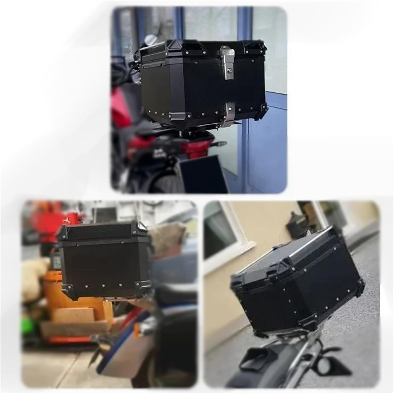 Caja de Almacenamiento Baúl Trasero para Motocicleta 45 Y 55 litros, para Almacenamiento, para Viaje, Accesorios para Honda XADV750 CB400X CB500X para Suzuki V-Strom 800DE DL250 DL650(Black-45L)