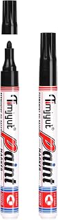 Black Permanent Marker Paint Pens - 2 Count Medium Tip Oil-Based,Waterproof & Quick Dry,Never Fade,Markers Pens For Rock,Plastic,Glass,Wood,Metal and More