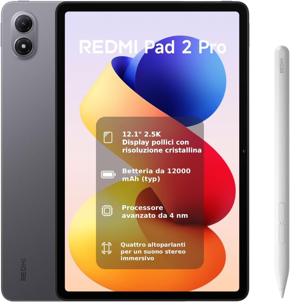 Redmi Pad 2 Recensione: Il Re dei Tablet Economici (2026)? 18 XIAOMI REDMI Pad 2 Pro + Pen, 6+128GB, 12.1″ 2.5K...
