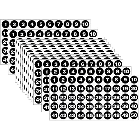 20 Sheets Black Vinyl Number Stickers-1 to 50 Consecutive Number Labels Stickers, 1 Inch Self-Adhesive Waterproof Inventory Stickers for Inventory Storage Classification Cover