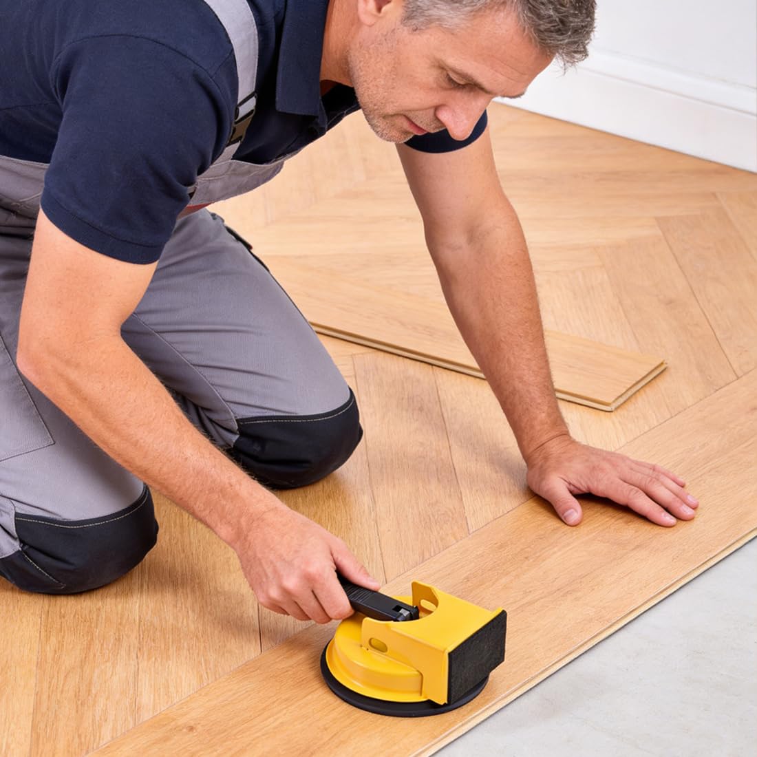 Herramienta de Instalacion de Suelos Laminados con Ventosa Robusta y Mango Ergonomico para Lamas de Parquet Baldosas Vidrio Marmol Kit Compacto y Eficaz para Instalacion Precisa y Rapida