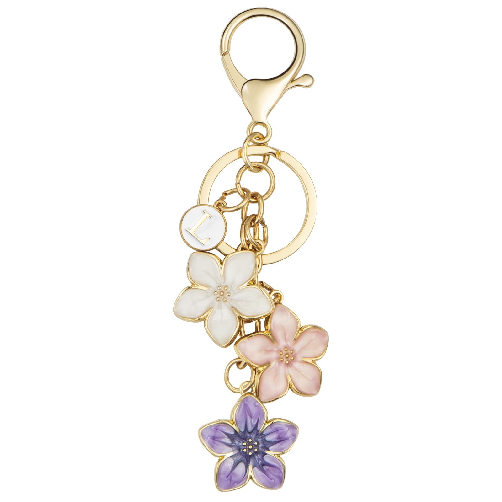 Manlosen Cute Fashion Keychain Initial Letter Keys Charm Gifts for Women with Key Ring Purse Charms for Handbags
