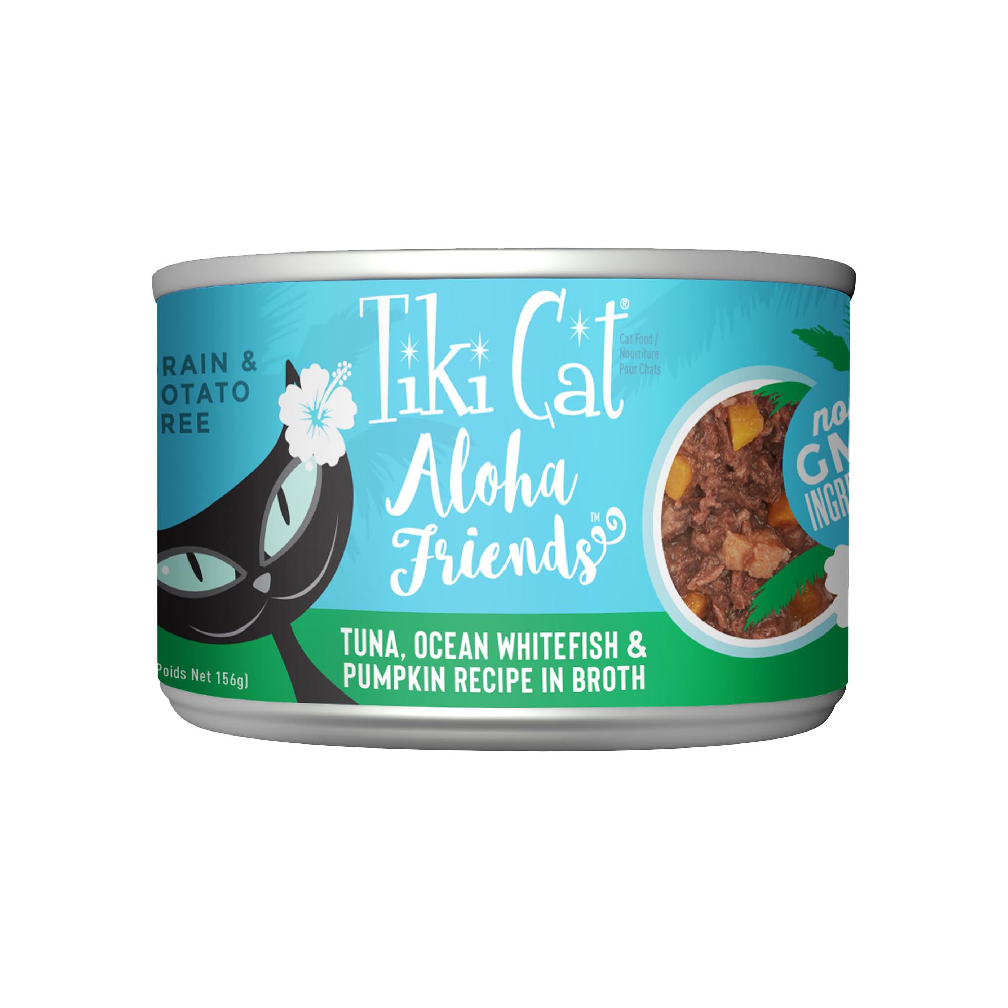Tiki Cat Aloha Friends, Tuna, Ocean Whitefish & Pumpkin, Grain-Free & High Moisture, Wet Cat Food for All Life Stages 5.5 oz. Cans (Pack of 8)