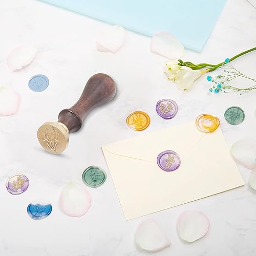 Miniatura 6 de Sello de cera de flor de lavanda, elegante sello de sellado de plantas botánicas de jardín con mango de madera para estética floral, invitación de