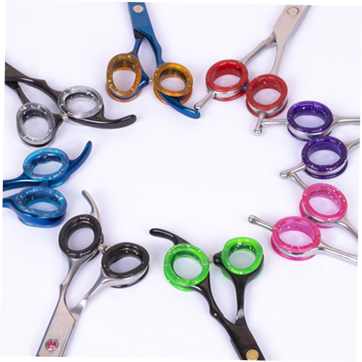 WOONEKY 24pcs Ring Finger Protector Ring Scissor Hair Stylist Supplies Finger Rings Grips Inserts Scissor Finger Protective Ring Silicone Scissor Ring Barber Tool