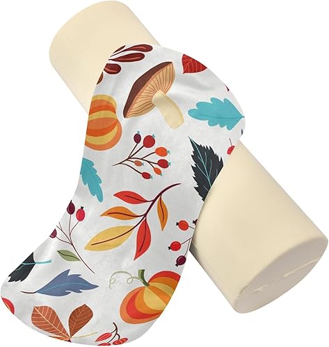 Miniatura 2 de Autumn Pumpkins Fall Leaves Bolster Pillow Yoga Neck Roll Pillow with Cover Sofa Round Pillows Cylinder Pillow Cover Pillow for Knee Support