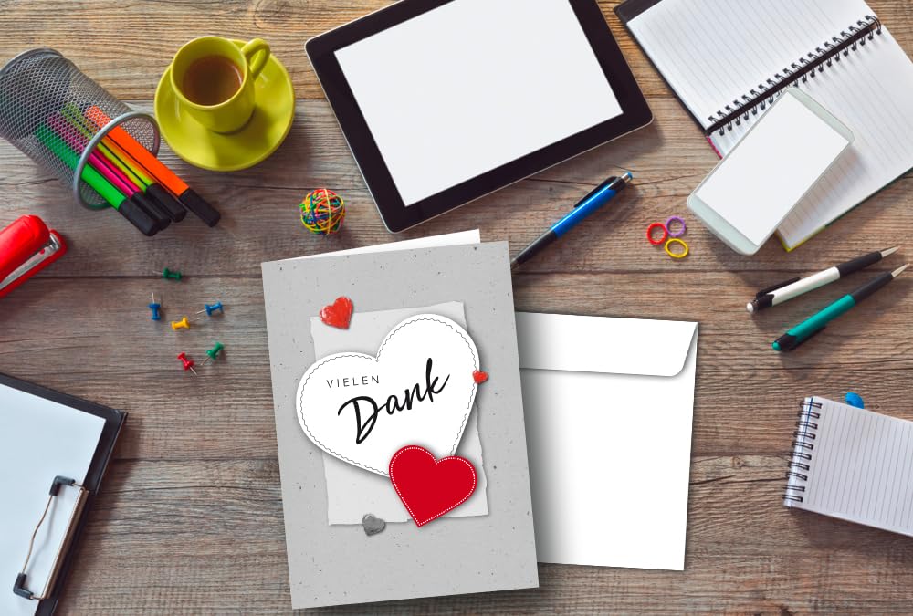 Biglietto di ringraziamento stampabile con cuore Biglietto di ringraziamento Semplice