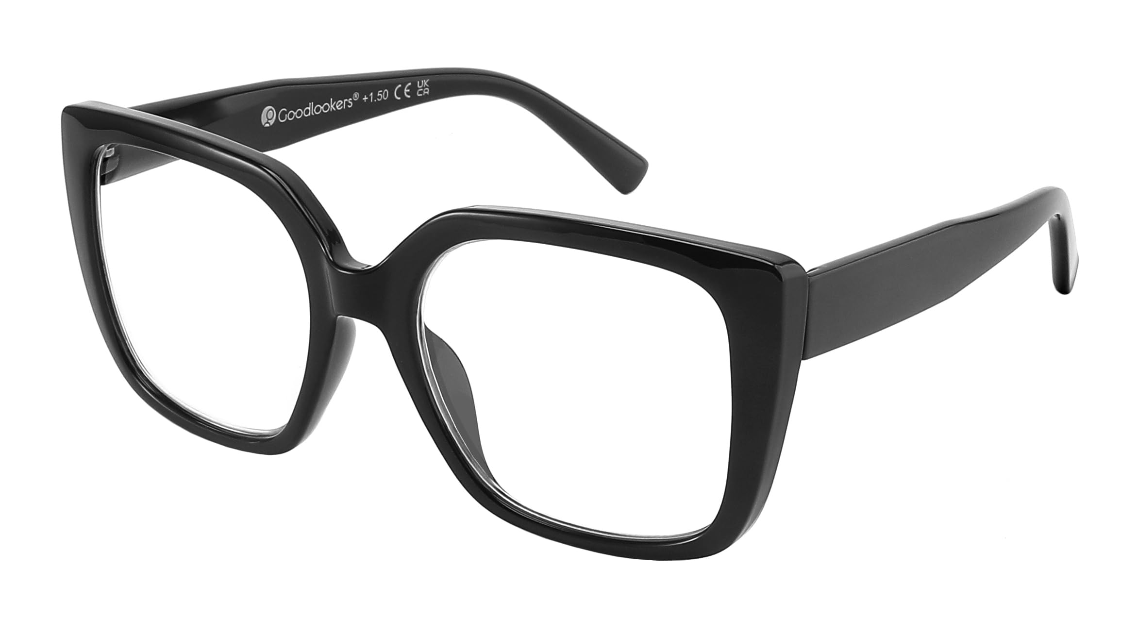 Goodlookers Reading Glasses 'Deirdre' Shiny Black +2.50
