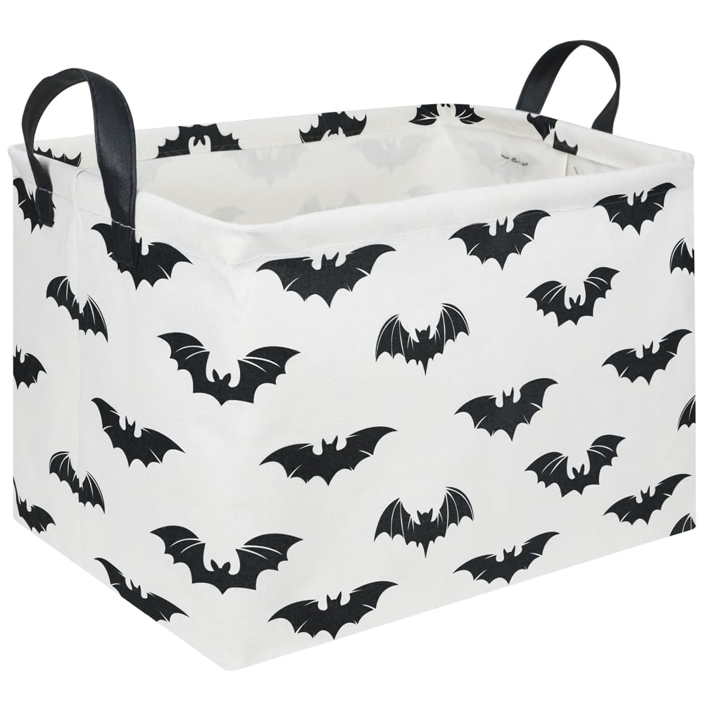 Halloween Batman Basket,Collapsible waterproof storage basket,Batman toy decor,Cute toy storage box Empty for kids,Organizer Containers for Kids Toys,bat room decor(Black bats)