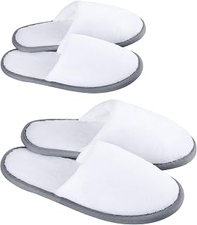 Spa Slippers, Closed Toe (6Pairs, 3L+3M) Disposable Indoor Hotel Slippers, Fluffy Coral Fleece, Padded Sole for Comfort- for Guests, Hotel, Travel