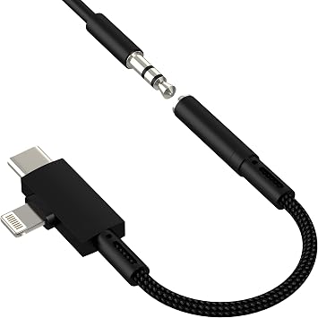 USB C Lightning to 3.5mm Headphone Jack Adapter2 in 1 for iPhone 16 15 14 Pro Max AUX Audio Cable Dongle Microphone Charger Splitter Compatible for Samsung for iPad Earphone Car Accessories