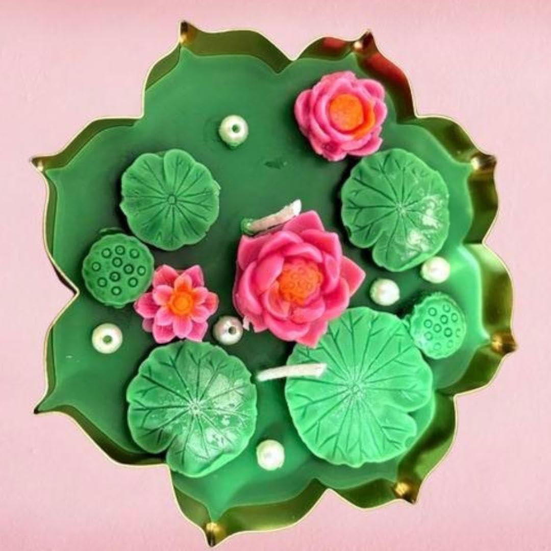 KROKIO® - Lotus Pond Mould Silicone for Candle Making Molds 12 Cavity Flower Moulds Resin Art Craft Mini Boat Fondant Clay Topping Mini Flowers Mold (ASM67-180) 3