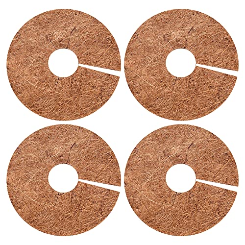 Disque de Protection Plante Toiled Paillage Coco Paillage Chanvre 4 Pièces Tapis de Coco Plantes Noix De Coco Disque En Fibre De Coco Plantes Protection Tapis...