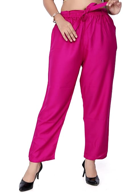 ARFHA Women Straight Reyon Belt Palazo Purple