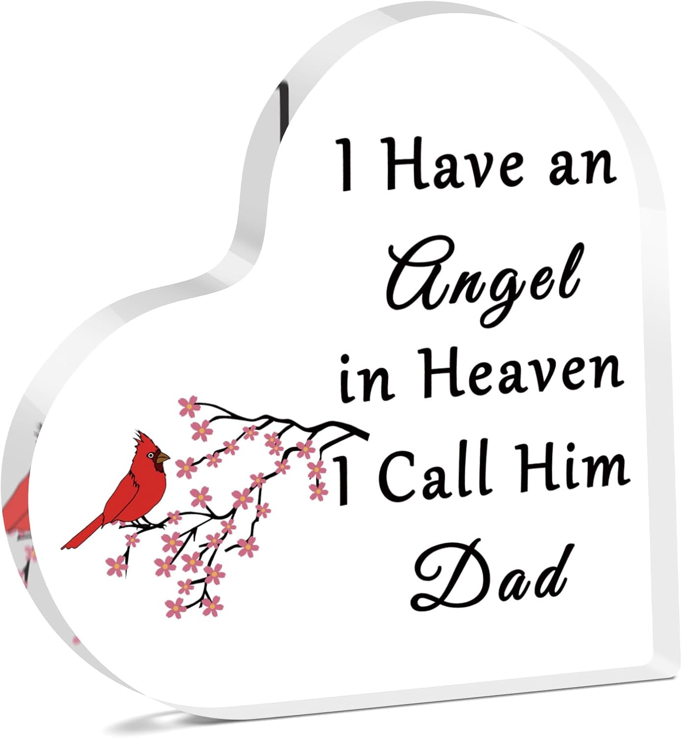 Dad Memorial Heart Plaque Sympathy Gifts for Loss of Father In Memory of Father Plaque Acrylic Heart Keepsake Bereavement Condolences Grief Gifts for for Daughter Son Funeral Remembrance Desk Sign