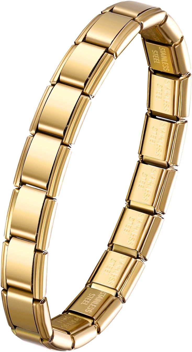 Cupimatch Unisex Italian Charm Bracelet: Stainless Steel with Detachable Modules Hand-Painted Vintage Base