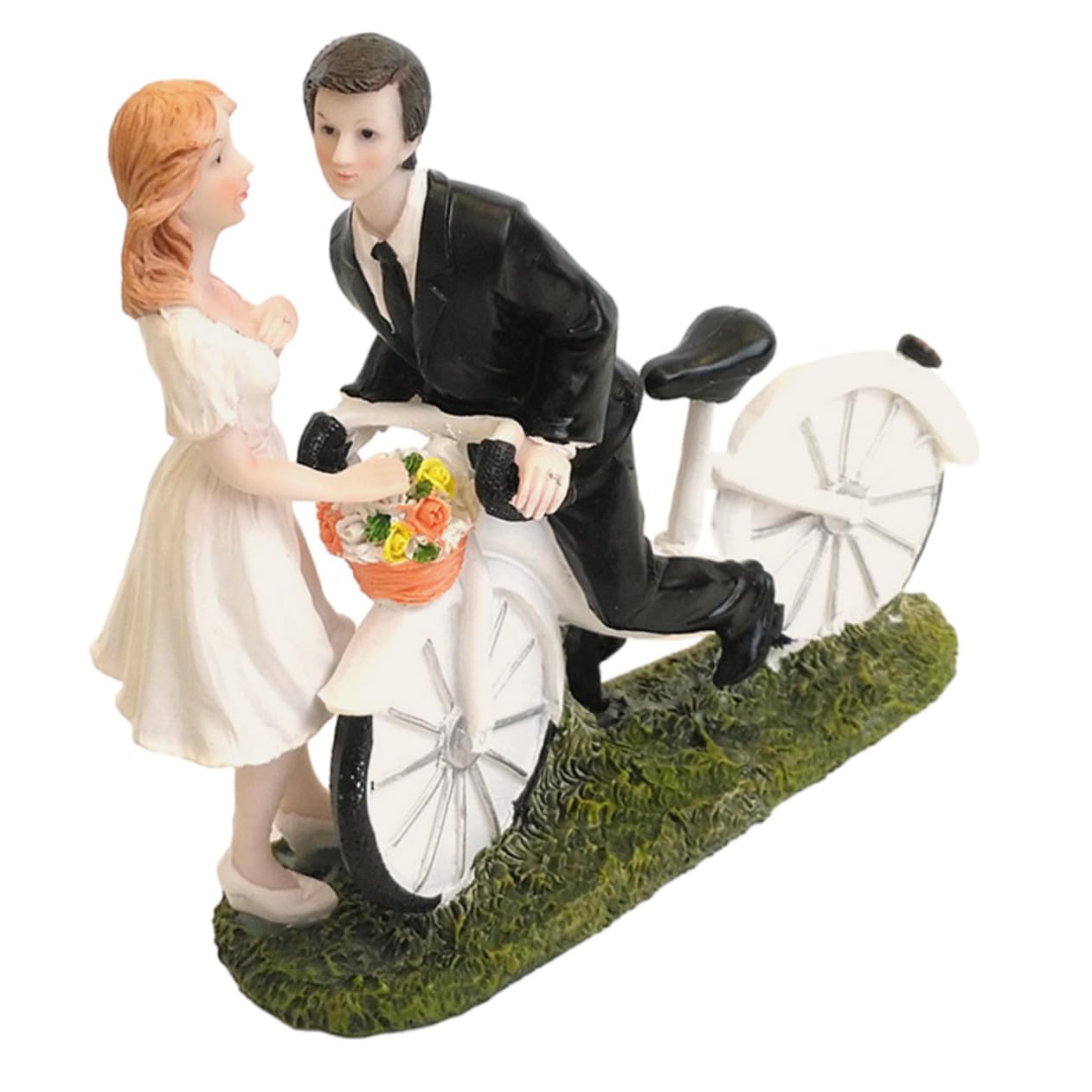 Holibanna Braut Und Bräutigam Fahrrad Kuchenfigur Tortendekoration Für Hochzeiten Liebevolles Hochwertigem Resin Verspielte Tischdekoration Für Unvergessliche Feiern