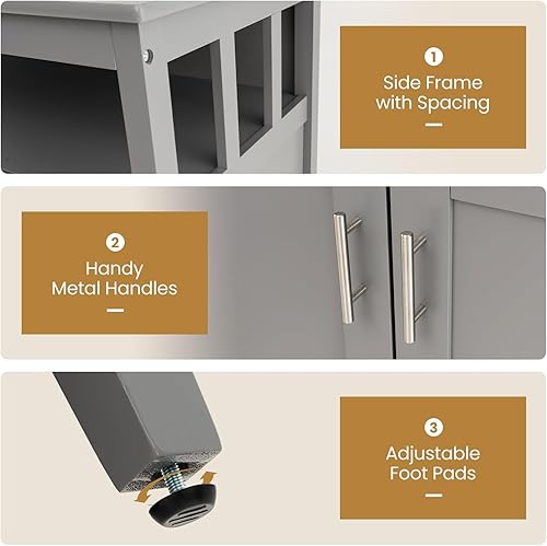 Miniatura 8 de Giantex Armario de buffet con almacenamiento, aparador de cocina con armario de almacenamiento, compartimento abierto, mesa consola de madera,