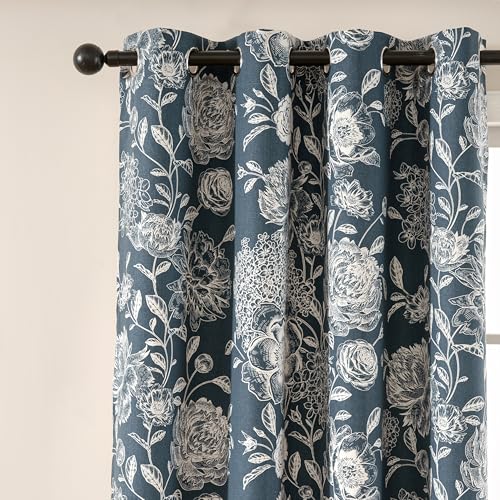LOHUT Cortina para Sala Blue Peony Blackout Curtains - Extra