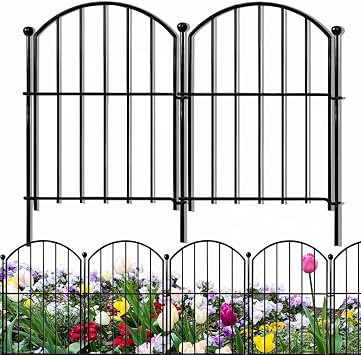 Decorative Garden Fence 21" x 10 10 Pack Rust Proof Metal No Digging Fence Animal Barrier Dog Arch Flower Bed Edge Decorative Wire Border Panel Fencing
